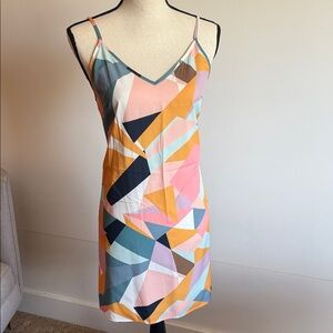 Geometric Print Slip Dress in Pastel Mix
